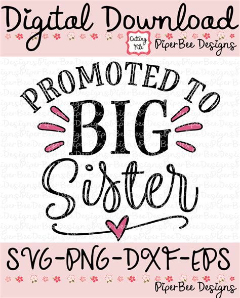 Download Promoted to Big Sister SVG Bundle Silhouette